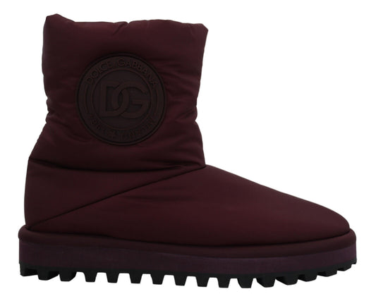 Dolce & Gabbana Bordeaux Nylon Boots Padded Mid Shoes - Designed by Dolce & Gabbana Available to Buy at a Discounted Price on Moon Behind The Hill Online Designer Discount Store