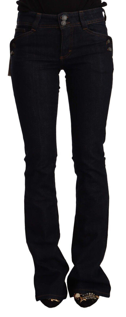 John Galliano Black Mid Waist Cotton Women Denim Flared Jeans - Designed by John Galliano Available to Buy at a Discounted Price on Moon Behind The Hill Online Designer Discount Store
