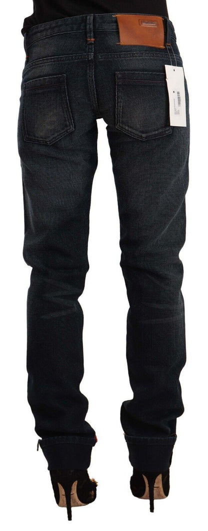 Acht Women's Black Washed Cotton Skinny Denim Low Waist Jeans - Designed by Acht Available to Buy at a Discounted Price on Moon Behind The Hill Online Designer Discount Store
