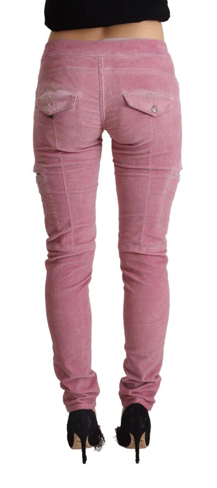 Pink Cotton Low Waist Skinny Denim Cargo Jeans designed by Acht available from Moon Behind The Hill 's Clothing > Pants > Womens range