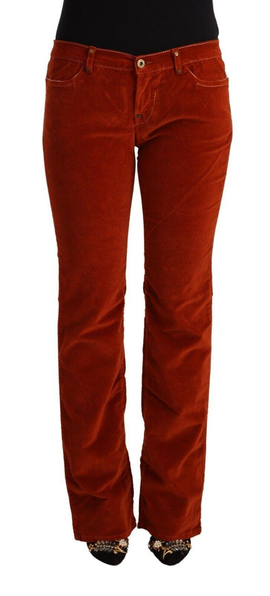 GF Ferre Ladies' Red Cotton Low Waist Straight Casual Jeans - Designed by GF Ferre Available to Buy at a Discounted Price on Moon Behind The Hill Online Designer Discount Store