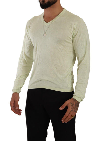 Yellow V-neck Long Sleeves Pullover Sweater designed by Domenico Tagliente available from Moon Behind The Hill 's Clothing > Shirts & Tops > Mens range
