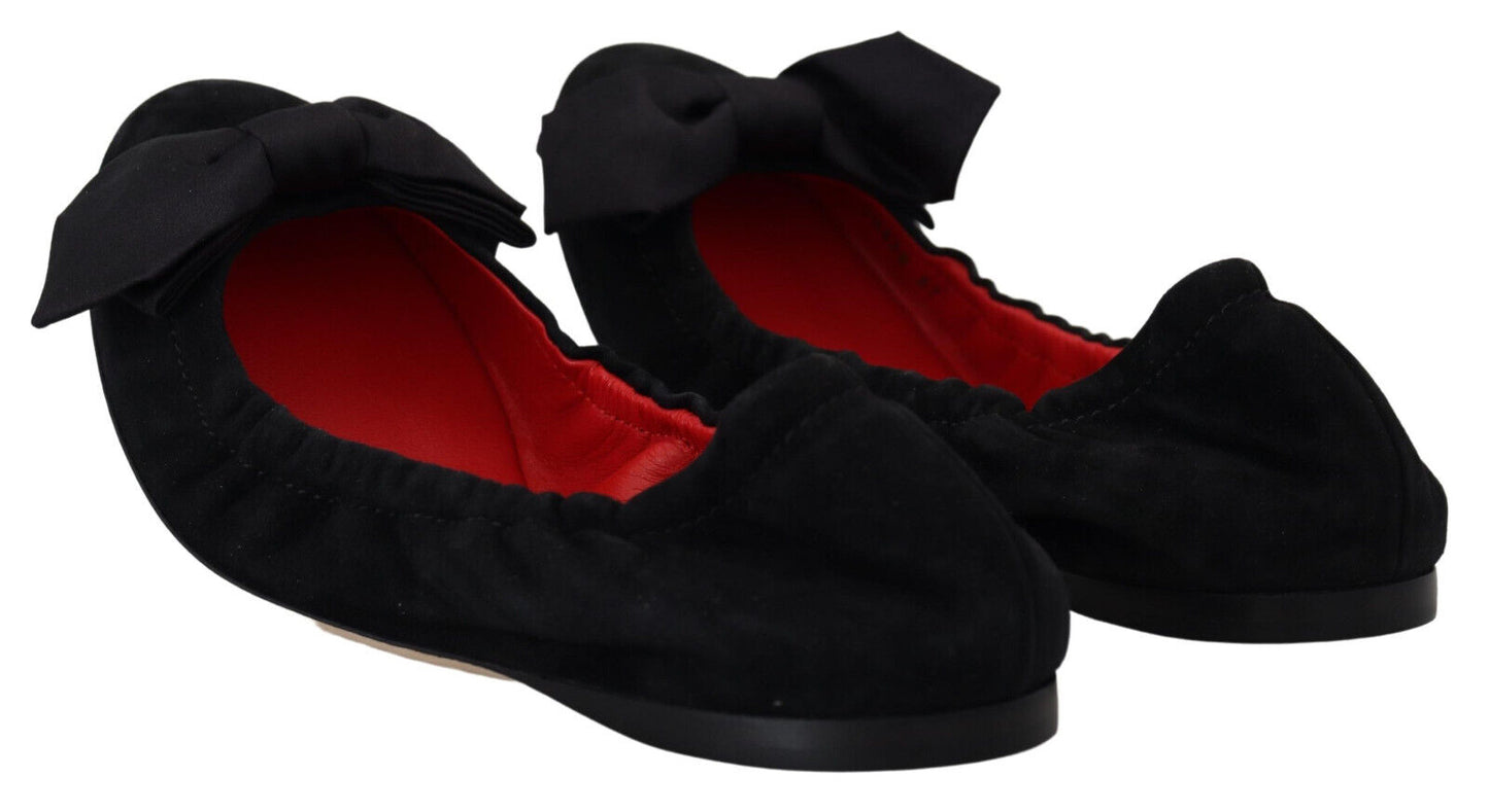 Dolce & Gabbana Black Suede Flat Slip On Ballet Shoes - Designed by Dolce & Gabbana Available to Buy at a Discounted Price on Moon Behind The Hill Online Designer Discount Store