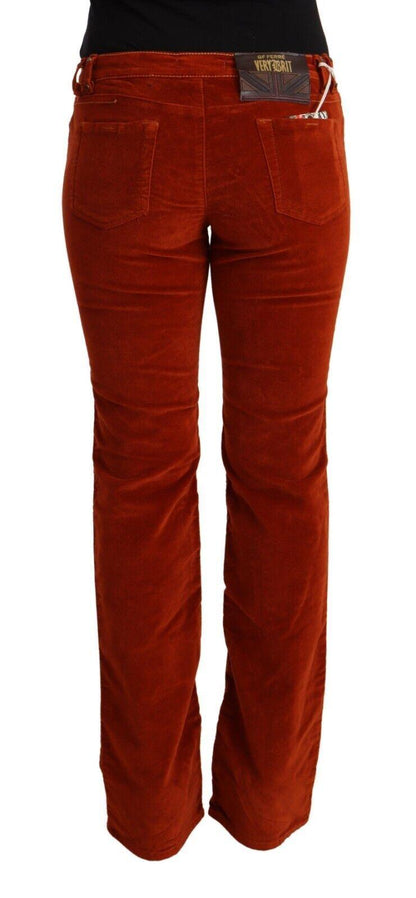 GF Ferre Ladies' Red Cotton Low Waist Straight Casual Jeans - Designed by GF Ferre Available to Buy at a Discounted Price on Moon Behind The Hill Online Designer Discount Store