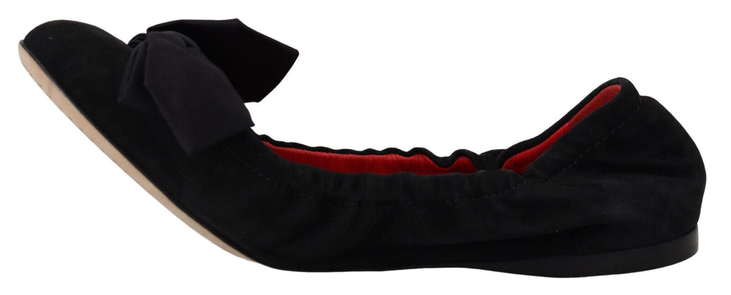 Dolce & Gabbana Black Suede Flat Slip On Ballet Shoes - Designed by Dolce & Gabbana Available to Buy at a Discounted Price on Moon Behind The Hill Online Designer Discount Store
