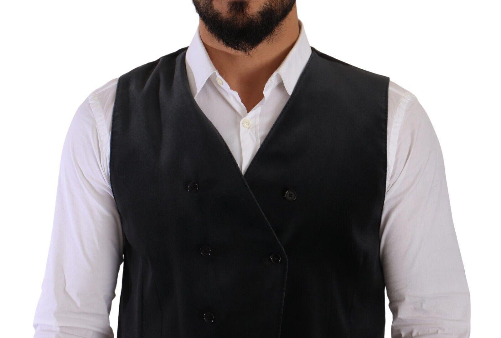 Gray Velvet Cotton Slim Fit Waistcoat Vest - Designed by Dolce & Gabbana Available to Buy at a Discounted Price on Moon Behind The Hill Online Designer Discount Store