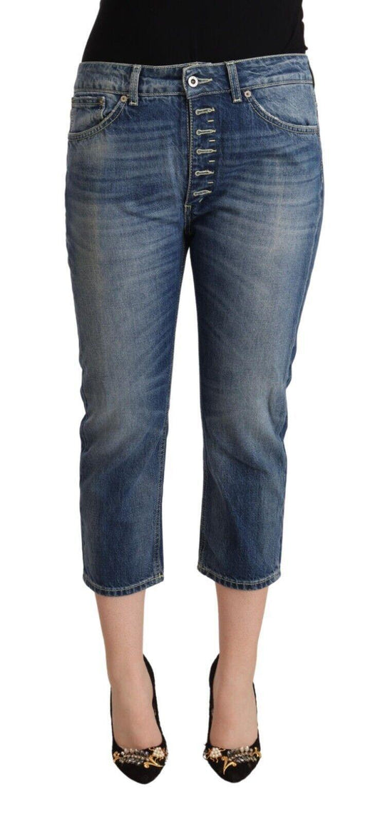 Dondup Women's Blue Washed Mid Waist Capri Denim Jeans - Designed by Dondup Available to Buy at a Discounted Price on Moon Behind The Hill Online Designer Discount Store