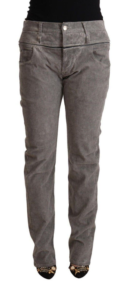 Gray Cotton Straight Fit High Waist Pants - Designed by Acht Available to Buy at a Discounted Price on Moon Behind The Hill Online Designer Discount Store