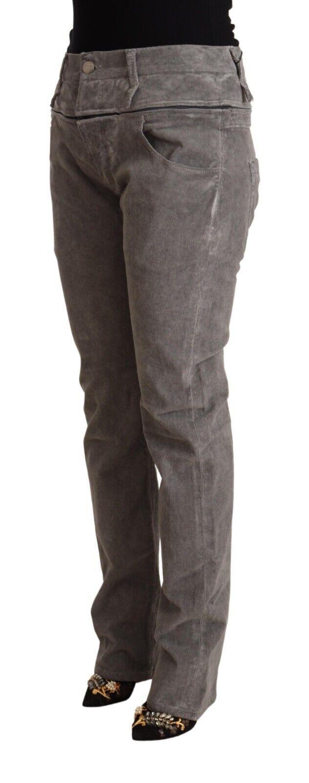 Gray Cotton Straight Fit High Waist Pants - Designed by Acht Available to Buy at a Discounted Price on Moon Behind The Hill Online Designer Discount Store