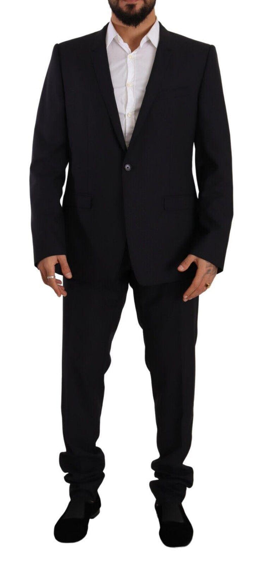 Dolce & Gabbana Men's Blue GOLD Wool Single Breasted 2 Piece Suit - Designed by Dolce & Gabbana Available to Buy at a Discounted Price on Moon Behind The Hill Online Designer Discount Store