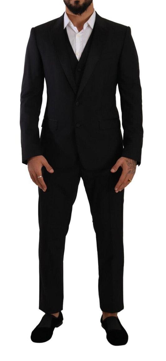 Dolce & Gabbana Men's Black MARTINI Single Breasted 3 Piece Suit - Designed by Dolce & Gabbana Available to Buy at a Discounted Price on Moon Behind The Hill Online Designer Discount Store