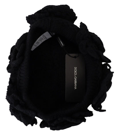 Dolce & Gabbana Women's Black Wool Knit Winter Beanie Hat - Designed by Dolce & Gabbana Available to Buy at a Discounted Price on Moon Behind The Hill Online Designer Discount Store