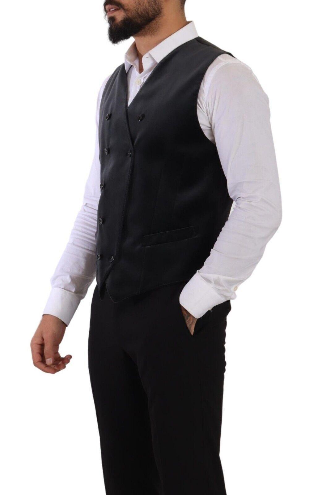 Gray Velvet Cotton Slim Fit Waistcoat Vest - Designed by Dolce & Gabbana Available to Buy at a Discounted Price on Moon Behind The Hill Online Designer Discount Store
