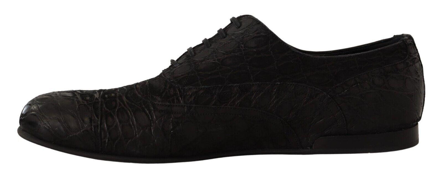 Black Caiman Leather Mens Oxford Shoes - Designed by Dolce & Gabbana Available to Buy at a Discounted Price on Moon Behind The Hill Online Designer Discount Store