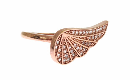 Pink Gold 925 Silver Womens Clear CZ Ring