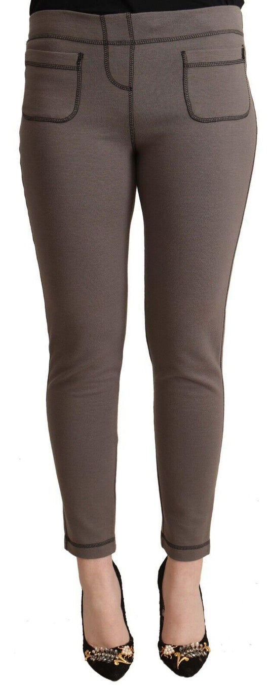John Galliano Grey Cotton Mid Waist Stretch Leggings Cropped Pants - Designed by John Galliano Available to Buy at a Discounted Price on Moon Behind The Hill Online Designer Discount Store