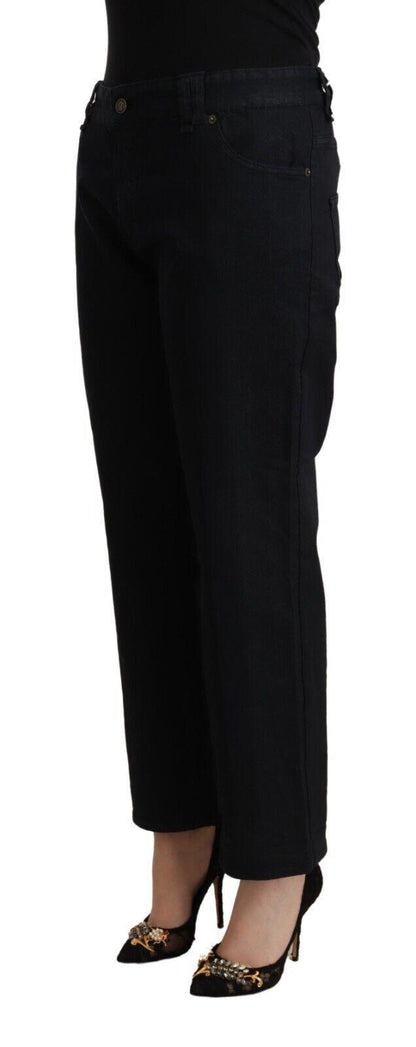 John Galliano Ladies' Black Cotton Flared Cropped High Waist Denim Jeans - Designed by John Galliano Available to Buy at a Discounted Price on Moon Behind The Hill Online Designer Discount St