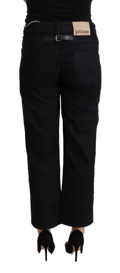 John Galliano Ladies' Black Cotton Flared Cropped High Waist Denim Jeans - Designed by John Galliano Available to Buy at a Discounted Price on Moon Behind The Hill Online Designer Discount St