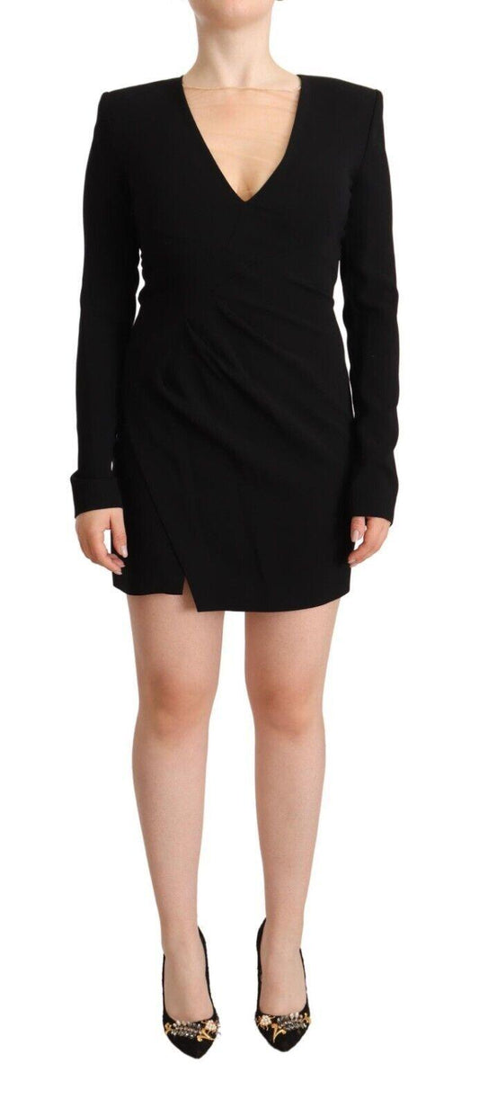 Dsquared² Black Long Sleeves Deep V-neck Mini Sheath Dress - Designed by Dsquared² Available to Buy at a Discounted Price on Moon Behind The Hill Online Designer Discount Store
