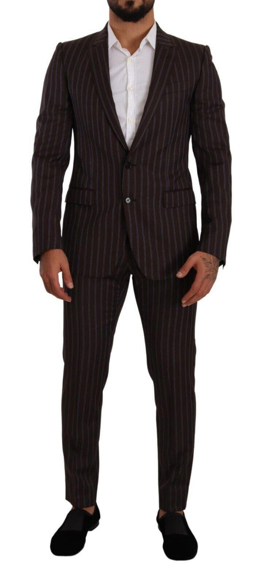 Dolce & Gabbana Men's Bordeaux MARTINI Striped Slim Fit 2 Piece Suit - Designed by Dolce & Gabbana Available to Buy at a Discounted Price on Moon Behind The Hill Online Designer Discount Stor