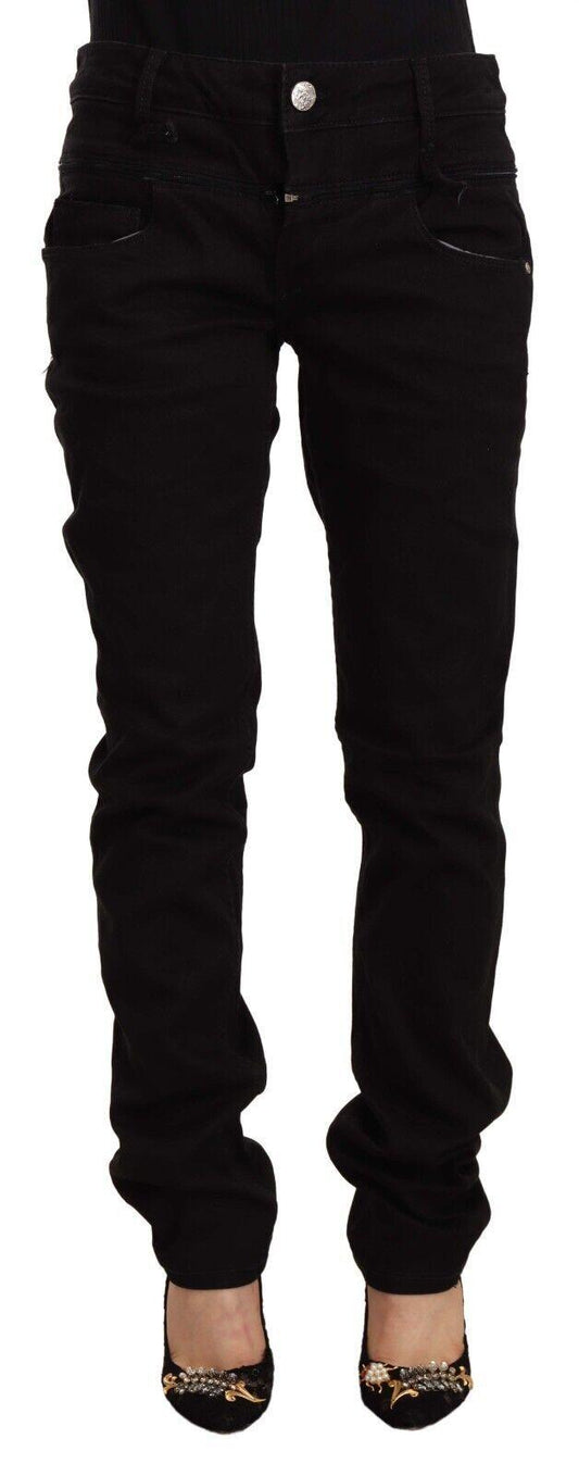 Acht Women's Black Low Waist Cotton Stretch Denim Skinny Jeans - Designed by Acht Available to Buy at a Discounted Price on Moon Behind The Hill Online Designer Discount Store
