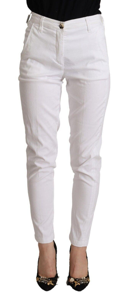 Jacob Cohen Ladies' White Mid Waist Lyocell Skinny Cropped Pants - Designed by Jacob Cohen Available to Buy at a Discounted Price on Moon Behind The Hill Online Designer Discount Store