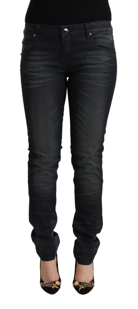 Black Washed Cotton Low Waist Slim Fit Denim Jeans - Designed by Acht Available to Buy at a Discounted Price on Moon Behind The Hill Online Designer Discount Store