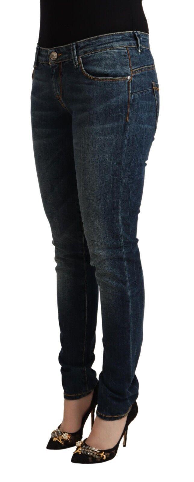 Blue Washed Cotton Low Waist Slim Fit Denim Jeans - Designed by Acht Available to Buy at a Discounted Price on Moon Behind The Hill Online Designer Discount Store