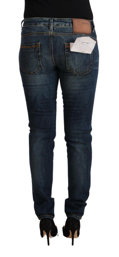 Blue Washed Cotton Low Waist Slim Fit Denim Jeans - Designed by Acht Available to Buy at a Discounted Price on Moon Behind The Hill Online Designer Discount Store