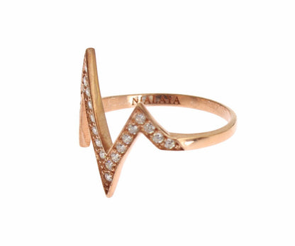 Pink Gold 925 Silver Womens Clear Ring