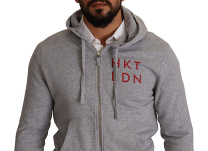 Hackett Grey Full Zip Hooded Cotton Sweatshirt Sweater - Designed by Hackett Available to Buy at a Discounted Price on Moon Behind The Hill Online Designer Discount Store
