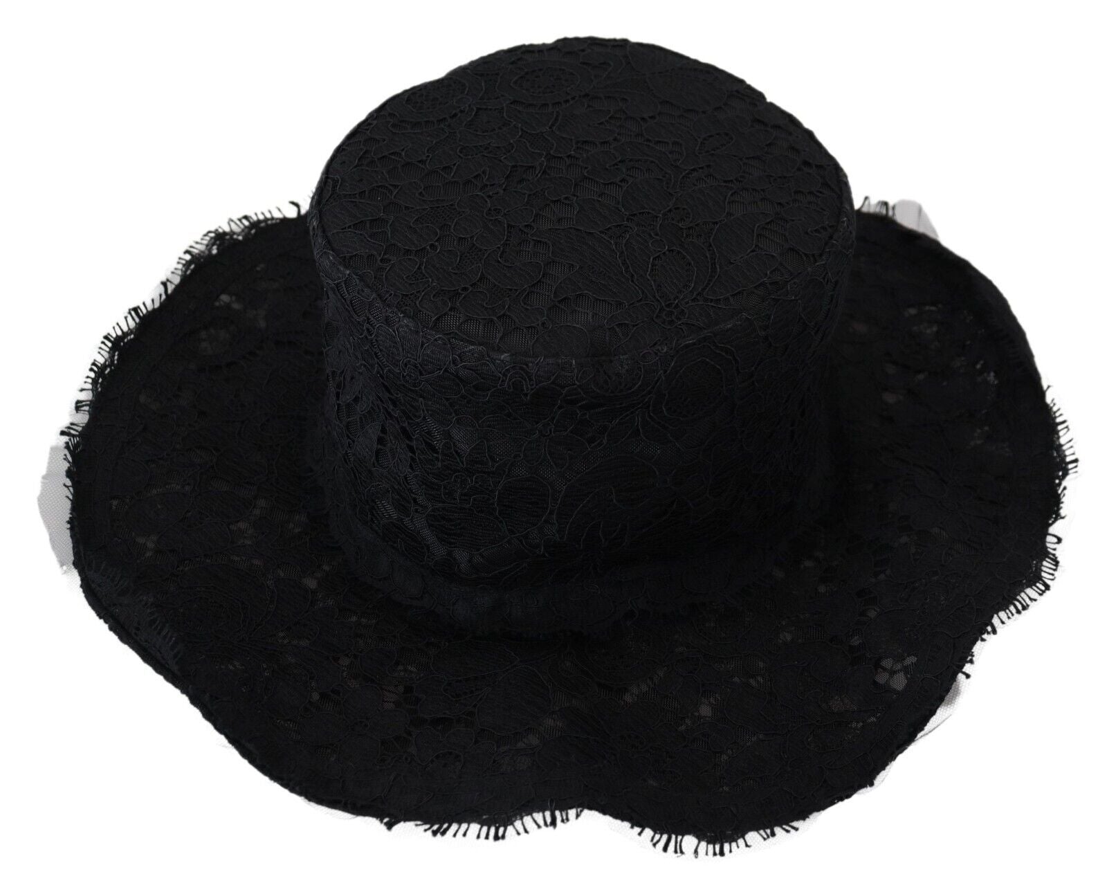 Dolce & Gabbana Women's Black Floral Lace Wide Brim Top Hat - Designed by Dolce & Gabbana Available to Buy at a Discounted Price on Moon Behind The Hill Online Designer Discount Store