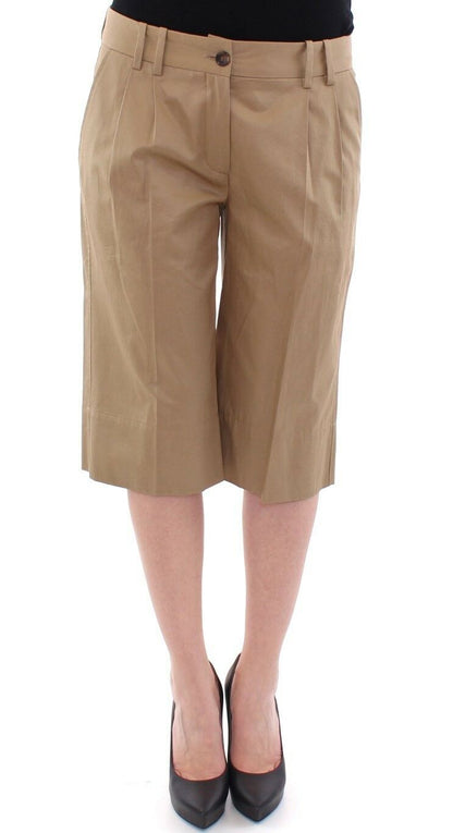 Beige Solid Cotton Shorts Pants - Designed by Dolce & Gabbana Available to Buy at a Discounted Price on Moon Behind The Hill Online Designer Discount Store
