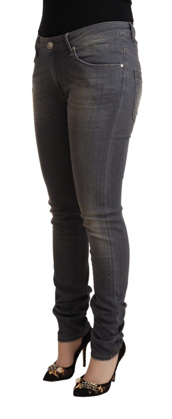 Dark Grey Washed Cotton Denim Skinny Jeans - Designed by Acht Available to Buy at a Discounted Price on Moon Behind The Hill Online Designer Discount Store