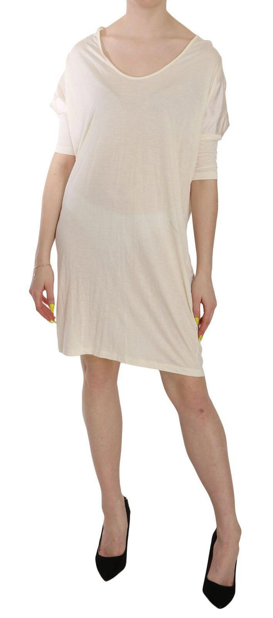 Cream Round Neck Knee Length Dress - Designed by Costume National Available to Buy at a Discounted Price on Moon Behind The Hill Online Designer Discount Store