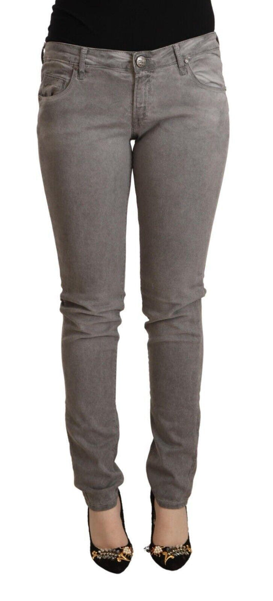 Grey Cotton Low Waist Skinny Push Up Denim Jeans - Designed by Acht Available to Buy at a Discounted Price on Moon Behind The Hill Online Designer Discount Store