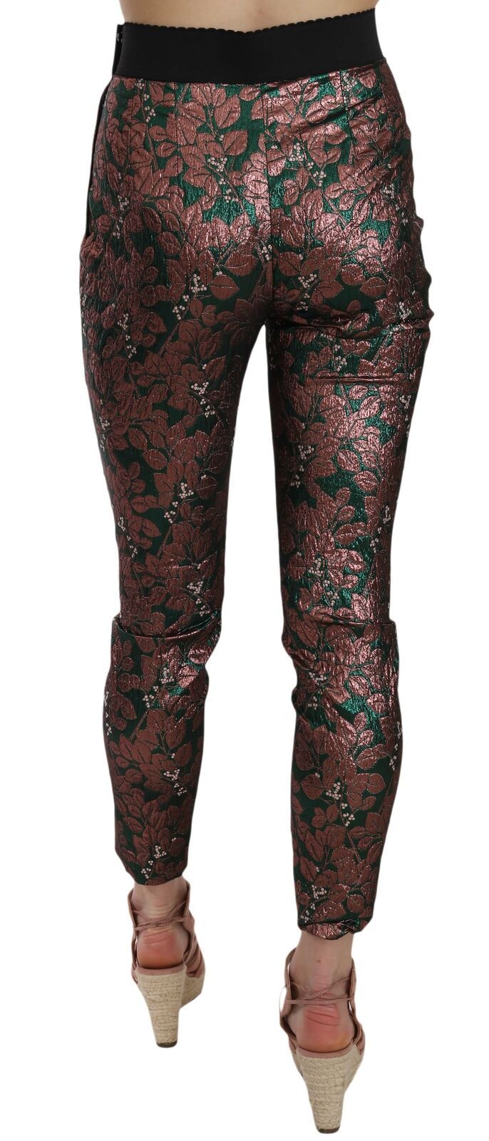 Multicolor Iridescent Brocade Jacquard Trousers Crop Pants