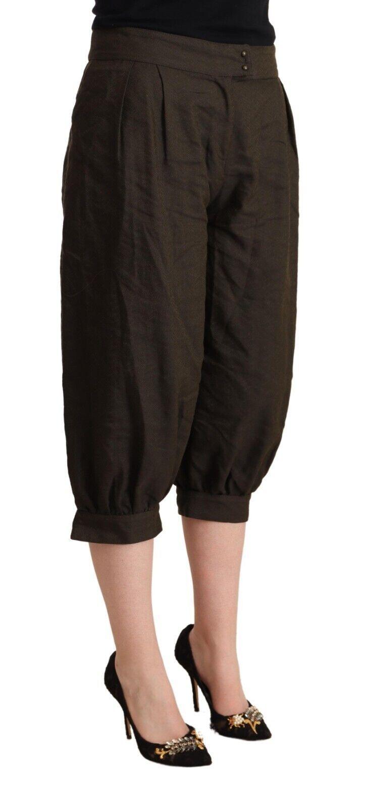 GF Ferre Ladies' Brown Viscose Cropped Harem Pants - Designed by GF Ferre Available to Buy at a Discounted Price on Moon Behind The Hill Online Designer Discount Store