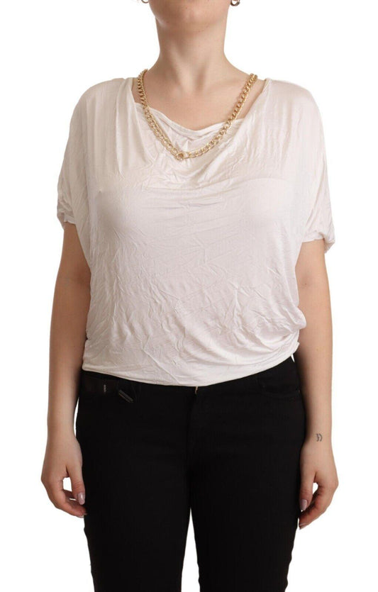 Guess By Marciano White Short Sleeves Gold Chain T-shirt Top - Designed by Guess By Marciano Available to Buy at a Discounted Price on Moon Behind The Hill Online Designer Discount Store