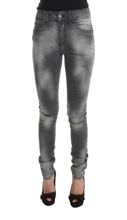 Gray Wash Cotton Blend Slim Fit Denim Jeans Pants - Designed by John Galliano Available to Buy at a Discounted Price on Moon Behind The Hill Online Designer Discount Store