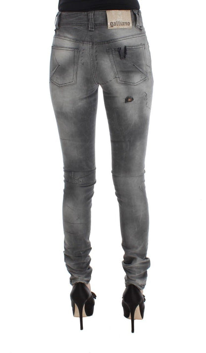 Gray Wash Cotton Blend Slim Fit Denim Jeans Pants - Designed by John Galliano Available to Buy at a Discounted Price on Moon Behind The Hill Online Designer Discount Store