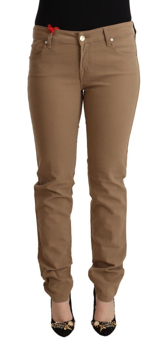 Jacob Cohen Women's Brown Cotton Stretch Mid Waist Skinny Pants - Designed by Jacob Cohen Available to Buy at a Discounted Price on Moon Behind The Hill Online Designer Discount Store