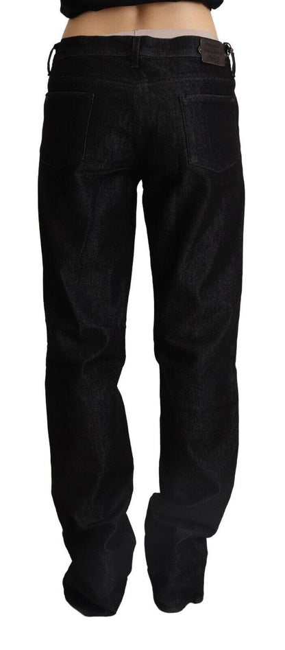 Ermanno Scervino Black Low Waist Cotton Denim Straight Jeans - Designed by Ermanno Scervino Available to Buy at a Discounted Price on Moon Behind The Hill Online Designer Discount Store