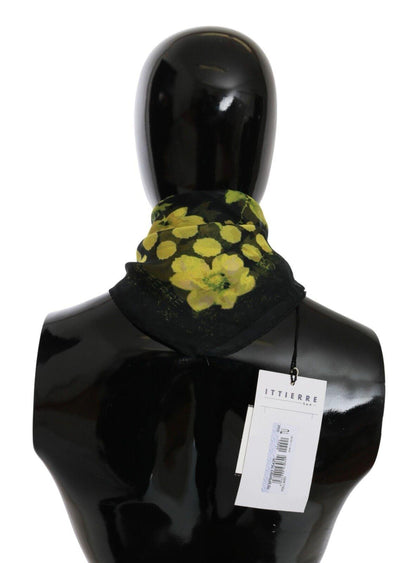 Black Yellow Floral Wrap Shawl Foulard Scarf - Designed by GF Ferre Available to Buy at a Discounted Price on Moon Behind The Hill Online Designer Discount Store