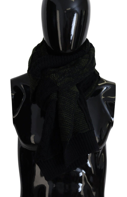 Dolce & Gabbana Black Green Knitted Men Neck Wrap Shawl Scarf - Designed by Dolce & Gabbana Available to Buy at a Discounted Price on Moon Behind The Hill Online Designer Discount Store