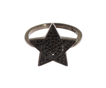 Black CZ Star 925 Silver Womens Ring - Designed by Nialaya Available to Buy at a Discounted Price on Moon Behind The Hill Online Designer Discount Store