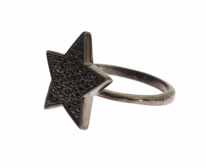 Black CZ Star 925 Silver Womens Ring - Designed by Nialaya Available to Buy at a Discounted Price on Moon Behind The Hill Online Designer Discount Store