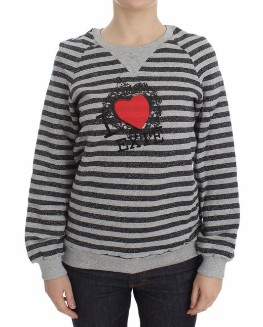 Gray Striped Cotton Crewneck Sweater - Designed by Exte Available to Buy at a Discounted Price on Moon Behind The Hill Online Designer Discount Store