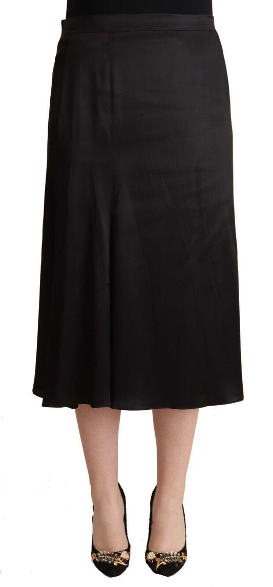 Blumarine Black Acetate High Waist A-line Midi Skirt - Designed by Blumarine Available to Buy at a Discounted Price on Moon Behind The Hill Online Designer Discount Store