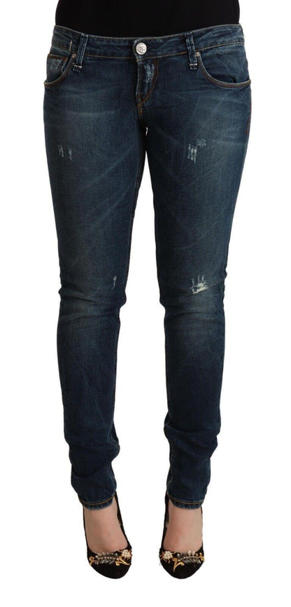 Blue Washed Low Waist Slim Fit Denim Jeans - Designed by Acht Available to Buy at a Discounted Price on Moon Behind The Hill Online Designer Discount Store